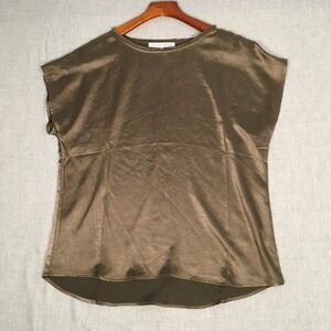 NWT Melissa Nepton Willow Blouse Satin Khaki Loose Fit Size M